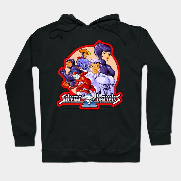 80s Cartoon SilverHawks Hoodie by Niko Neon